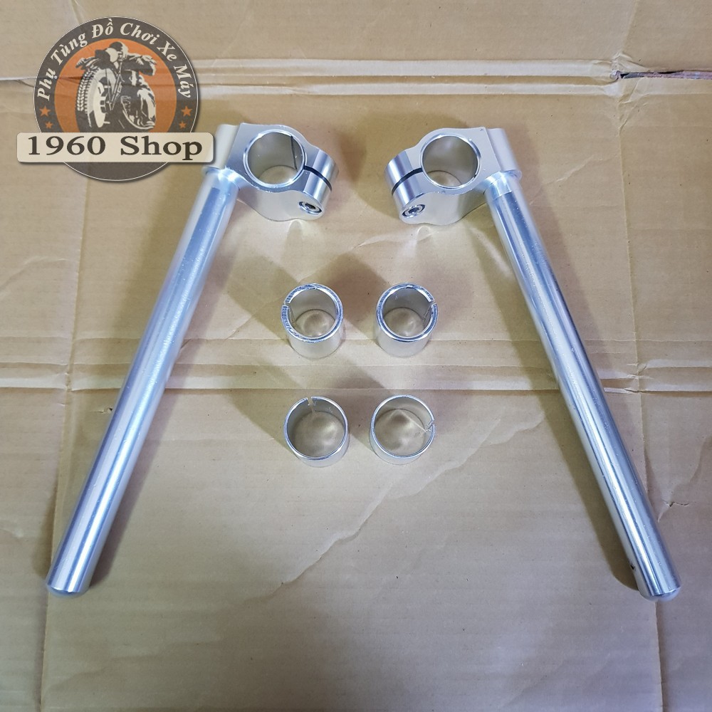 Ghi đông clip on Cafe racer nhôm cnc nguyên khối kích thước cho phuộc 26- 33mm Phù hợp độ Cafe Racer Tracker Win CD 67