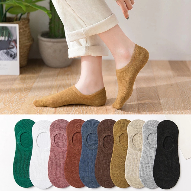 Đôi Vớ Thuyền Cotton Thoáng Khí Chống Trượt Thời Trang Cho Nữ