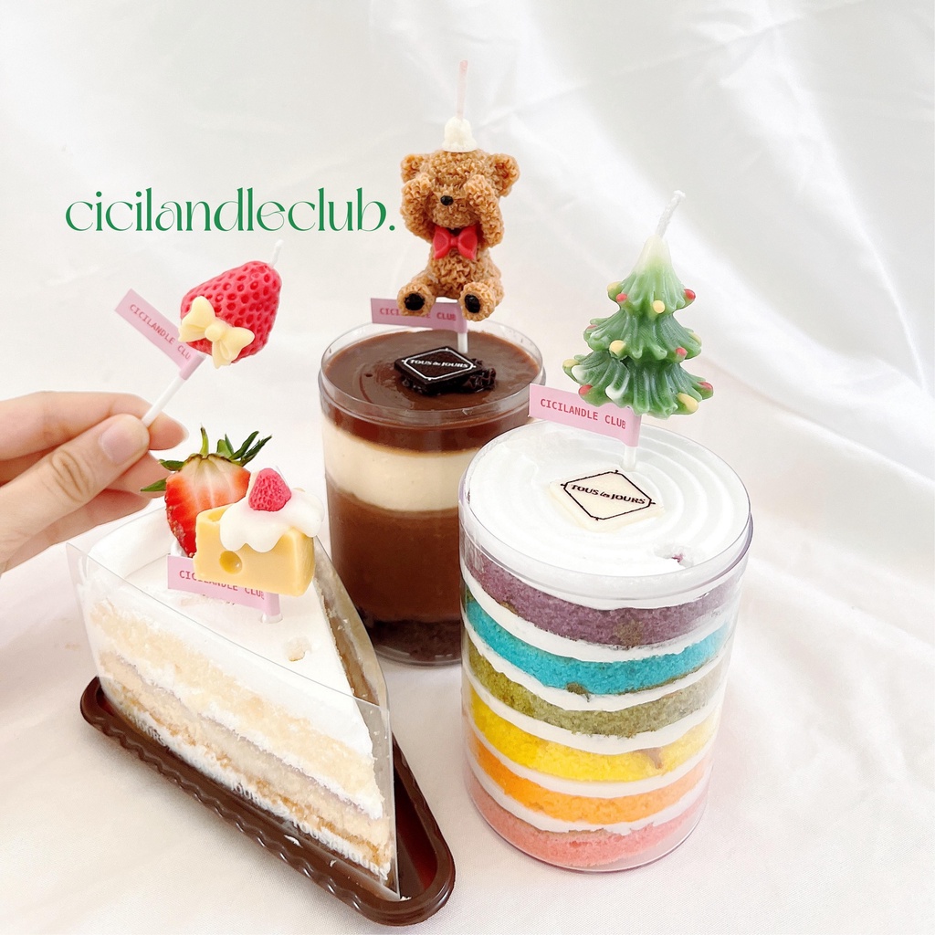 Nến cắm bánh kem sinh nhật handmade siêu cute style Hàn, phụ kiện trang trí bánh kem