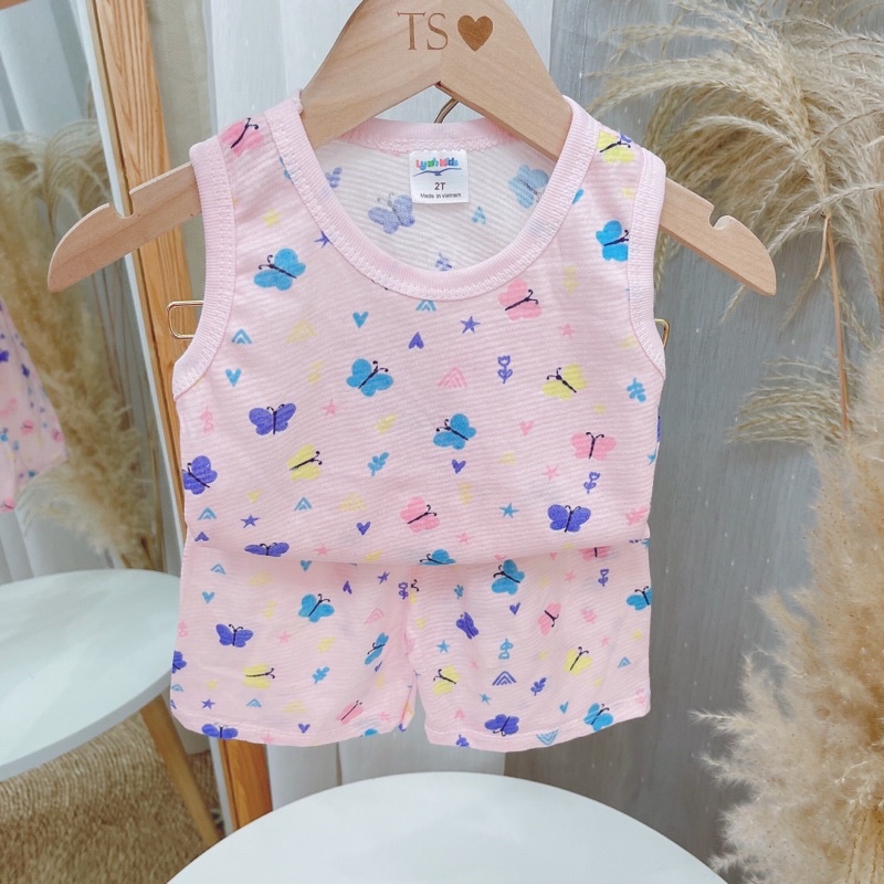 Bộ cotton ba lỗ tăm tre giấy bé trai, bé gái