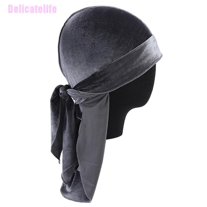 ❤Delicatelife❤ Men Women Velvet Durag Turban Cap Chemo Bandana Hats Pirate Headscarf