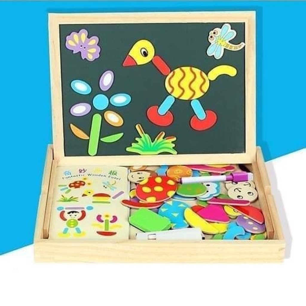 Tranh ghép hình nam châm 2 mặt bằng gỗ đồ chơi xếp hình cho bé Bonkids toys