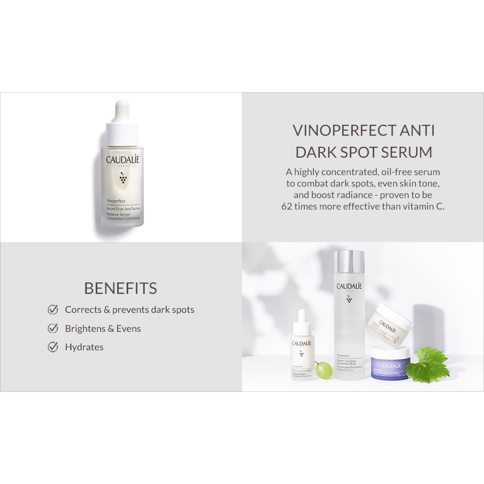 CAUDALIE 🌿 Tinh chất sáng da giảm thâm nám Vinoperfect Radiance Serum Complexion Correcting