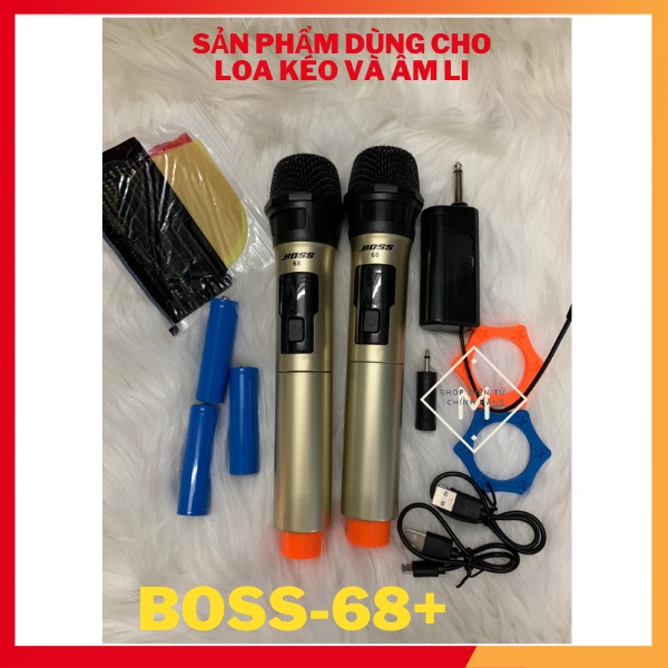Micro Không dây đa năng cao cấp Boss 68+ chính hãng, chuyên dùng cho Amply, loa kéo - bảo hành 12 tháng