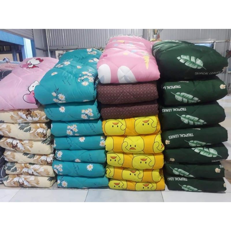 Trọn bộ 5 món ga gối chăn phao poly cotton có ruột bông dày dặn loại 1