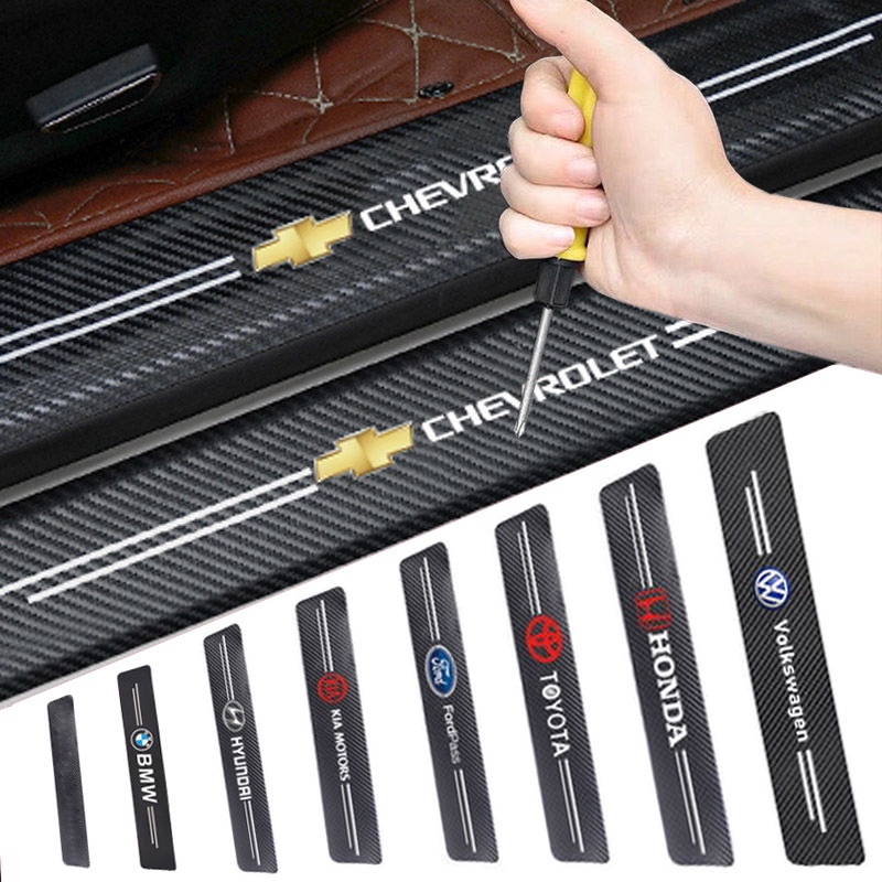Bộ 4 Miếng Dán Cửa Bằng Da Vinyl Sợi Carbon Chống Trầy Xước