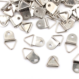 [LuckyToday] 50pcs Silver Triangle Mirror Hangers Strap D-Ring Hanging Picture Frame Hooks