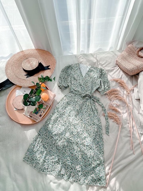 Đầm Hoa Xoè Vintage Tay Bo Dễ Thương | BigBuy360 - bigbuy360.vn