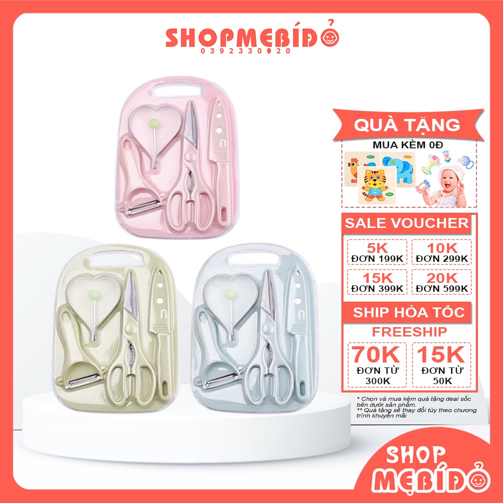 Bộ Dao Thớt Bào Chế Biến Ăn Dặm Cho Bé Hàng Loại 1 Thớt Dày Shop Mẹ Bí Đỏ AD63