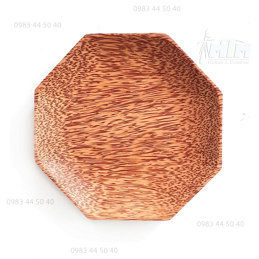 Đĩa dừa bát giác l Đĩa gỗ dừa đựng bánh mứt kẹo,trái cây, trang trí bàn ăn
