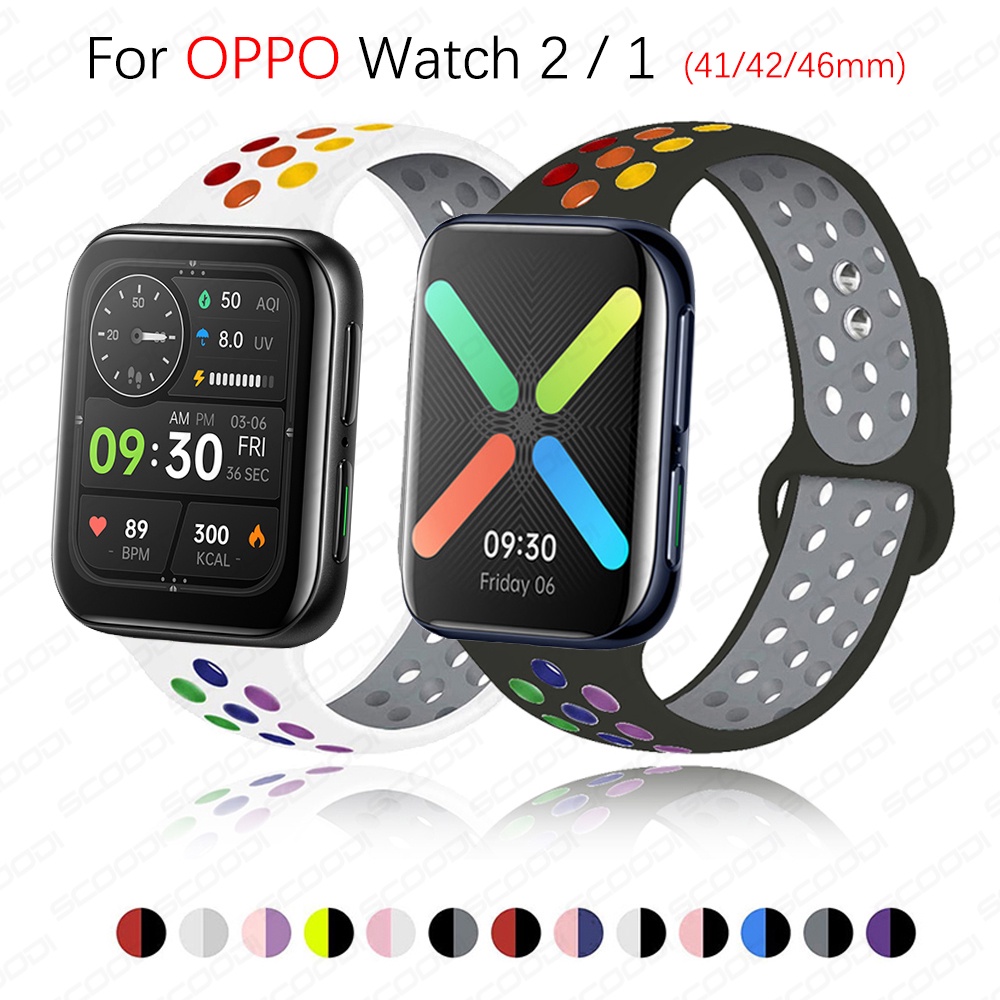 Dây Đeo Silicon Mềm Màu Cầu Vồng Cho Đồng Hồ Thông Minh OPPO Watch 2 / 1 41mm 42mm 46mm