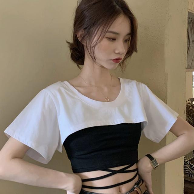 Bộ Áo Thun Ngắn Tay Ôm Dáng + Quần Short Lưng Cao Phong Cách Hàn Quốc Dành Cho Nữ