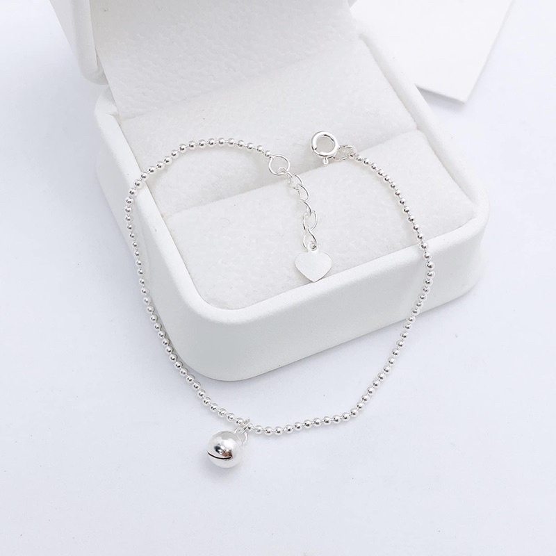 Lắc chân bi bạc có chuông bạc thật cao cấp DaLiA Jewelry lắc chân bạc bi nhỏ chuông to đáng yêu