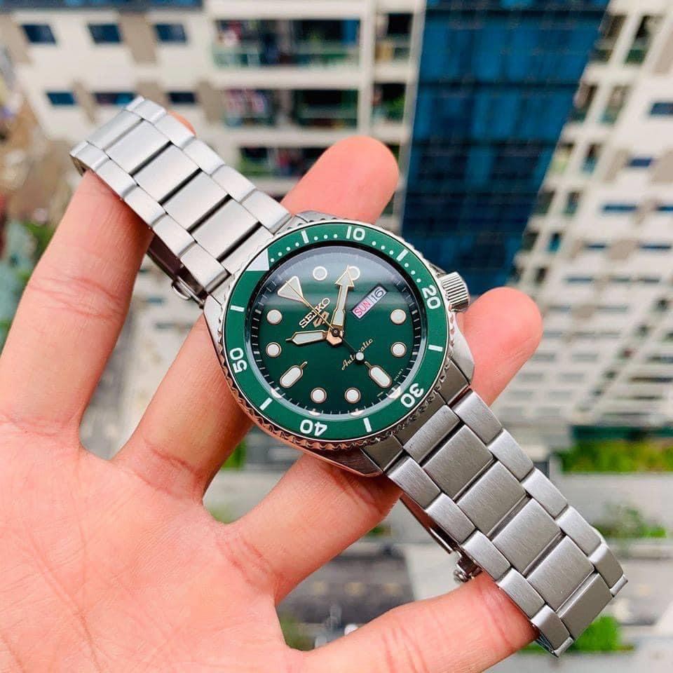 Đồng hồ Nam Seiko 5 Sport SRPD63K1 Automatic Mặt xanh,Viền Bezel,Lịch thứ ngày-Máy cơ-Dây kim loại cao cấp-Size 42mm