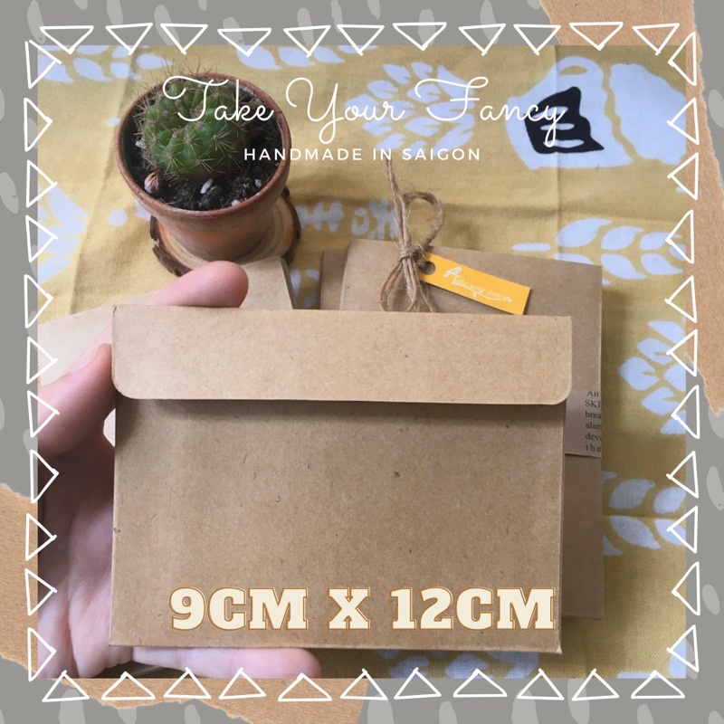 Xấp 10 Phong Bì Thư Kraft 9cm x 12cm (giấy dày cứng)