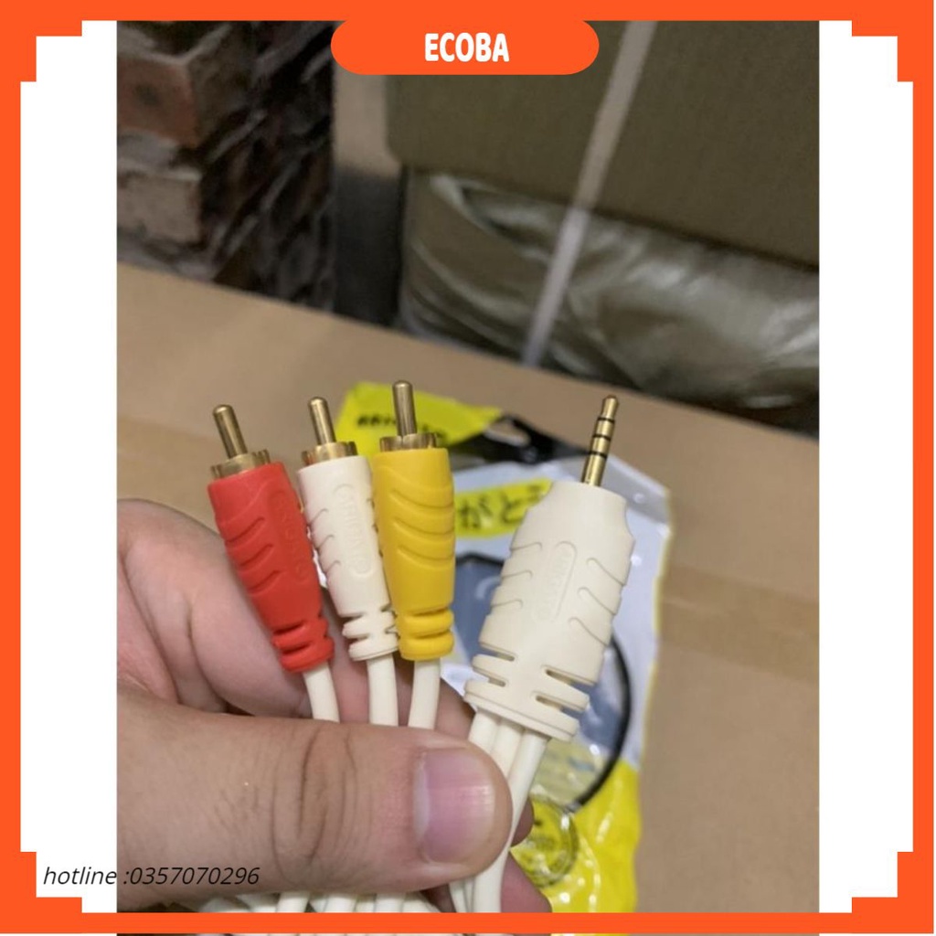 Dây loa trắng xanh xịn 1 ra 3 Arigato dài 1,5M 1,8M 3M 5M 10M đầu mạ đồng bảo hành 3 tháng giao màu ngẫu nhiên ECOBA