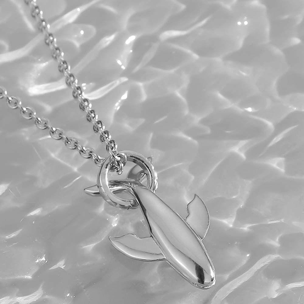 MXGOODS Vòng cổ Mặt Tròn Hình Cá Voi Màu Đen Phong Cách Hàn Quốc Thời Trang