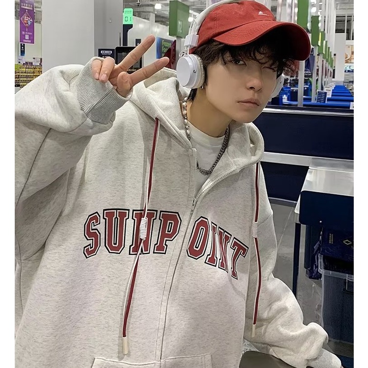 【M-5XL】áo hoodie form rộng quốc áo khoác hoodie dây kéo simple áo hoodie zip thời trang hàn Bigsize áo hoodie nam nữ