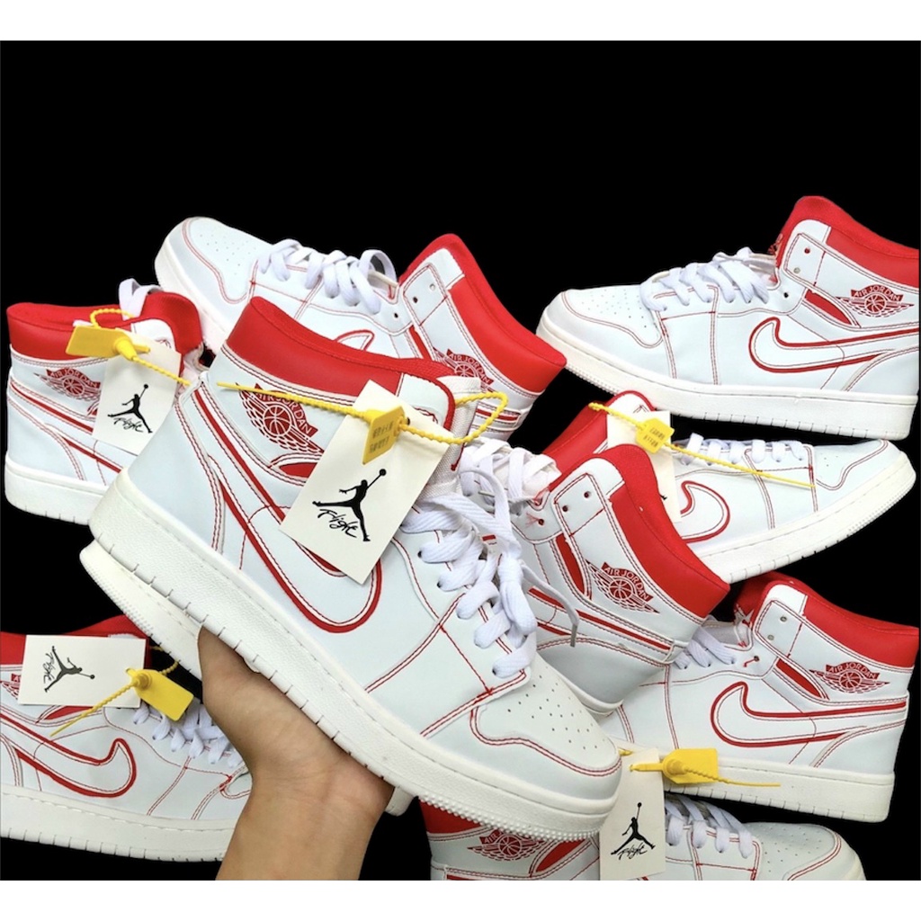 (Siêu sale 11.11) Giầy Jordan 1 đỏ trắng cao cổ đẹp rẻ fullbox