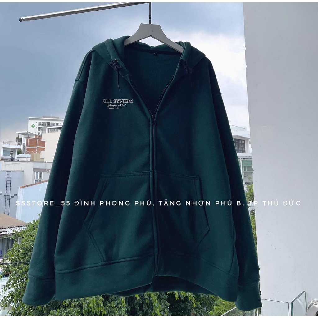 Áo khoác nỉ rêu mũ 2 lớp-6C5T