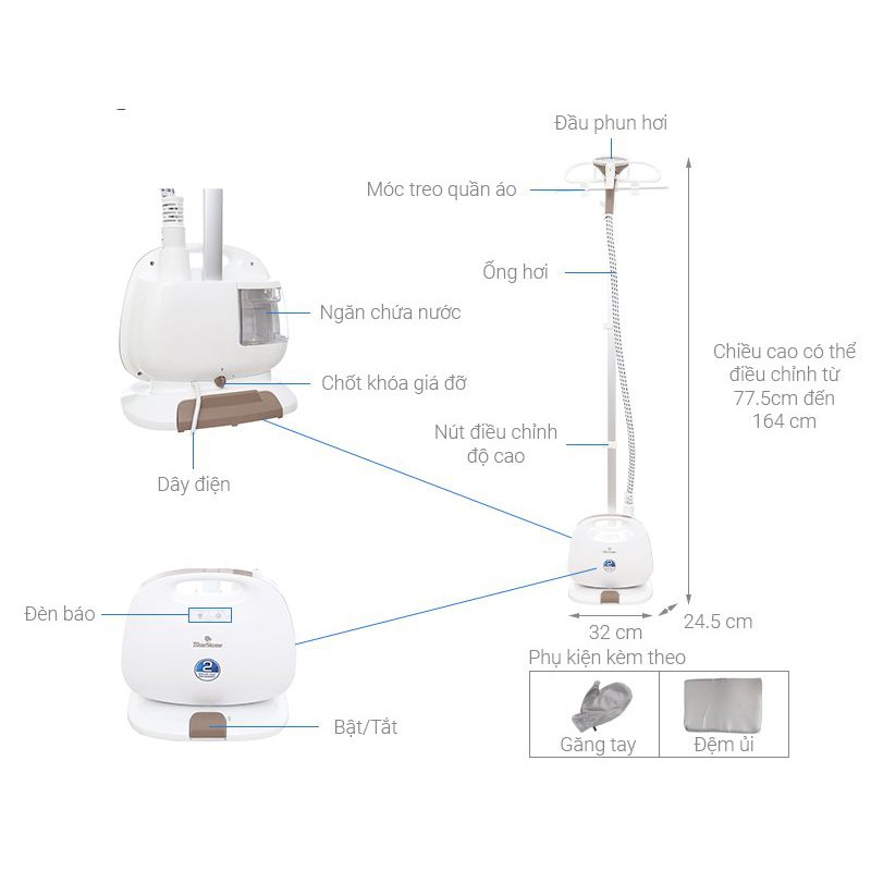 BÀN LÀ HƠI NƯỚC CẦM TAY BLUESTONE  GSB - 3939