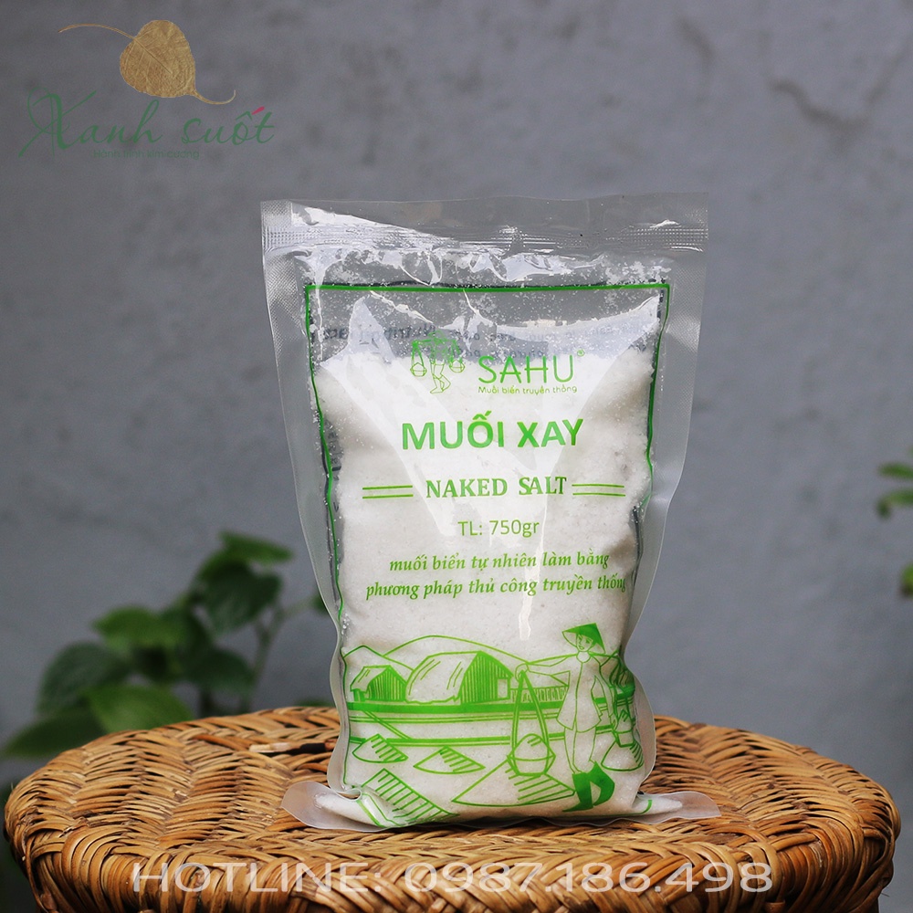 [Sahu] Muối Xay 750G- Muối Biển Sạch Sa Huỳnh- Quảng Ngãi- Muối Xay Mịn, Dễ Dùng, An Toàn-Sa Huynh Fine Salt [Xanh Suot]