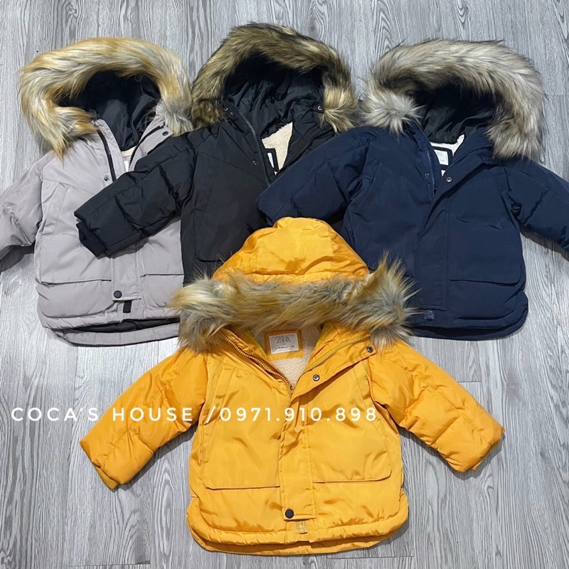 Áo khoác phao ZR lót lông xuất dư xịn cho bé trai