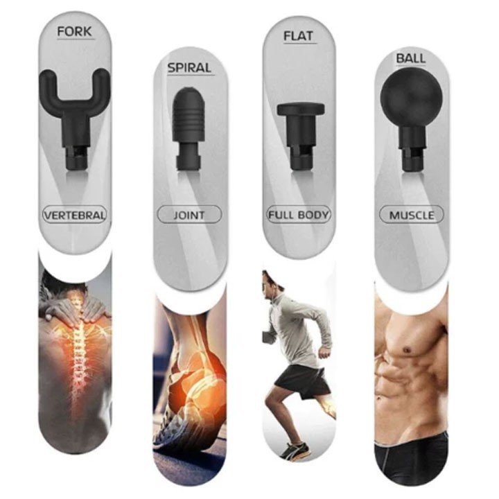 Máy Massage Toàn Thân Fascial Gun, Súng Massage Cơ Thể 4 Đầu 6 Cấp Độ Giảm Đau Mỏi Nhức Cơ Ở Người Già