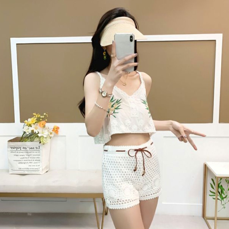 Áo Croptop Dệt Kim Hở Lưng Họa Tiết Hoa Thời Trang Mùa Hè Cho Nữ