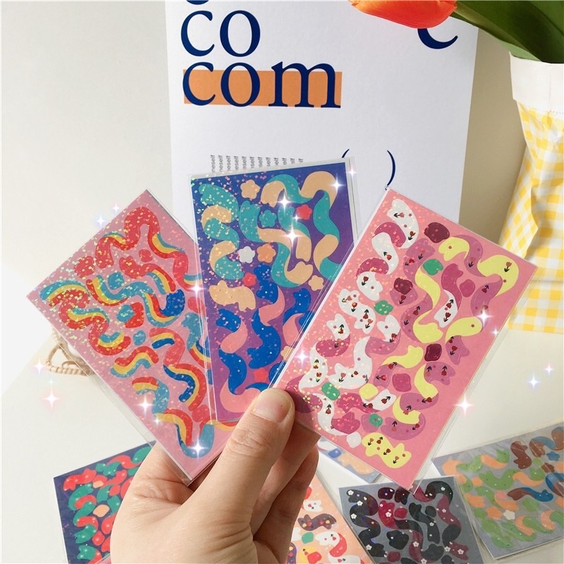 Stickers hình ruy băng lấp lánh decor sổ