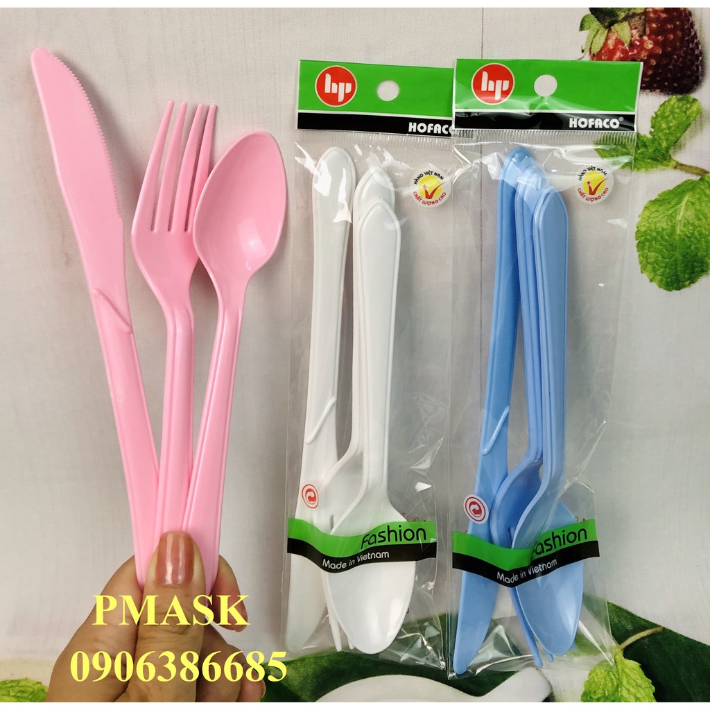 Set 3 món dao, muỗng, nĩa dùng trong cắm trại bằng nhựa cao cấp – Bộ dao muỗng nĩa HPB30 nhựa Hồng Phát