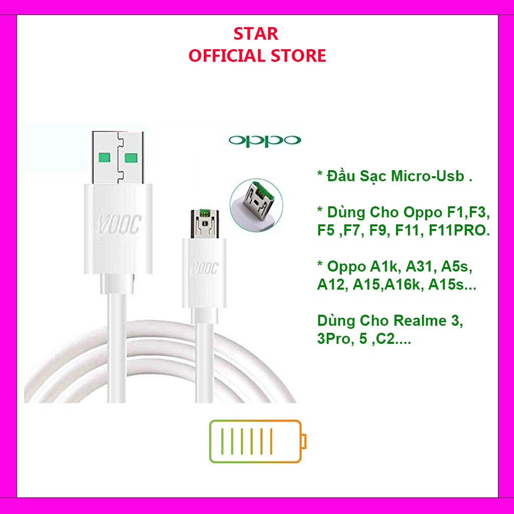 DÂY SẠC NHANH OPPO/REALME CHO OPPO F9/F11/RENO2/2F, A92...REALME/3/5PRO CHÍNH HÃNG BẢO HÀNH 1 ĐỔI 1 !