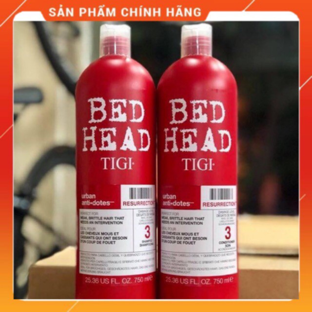 Cặp Dầu Gội Đầu Xả (TIGI_BEDHEAD) Đỏ Phục Hồi Tóc Hư Tổn 750ML