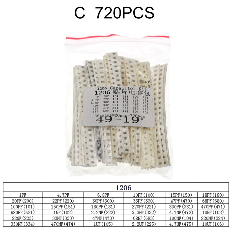 Ior 720 Tụ Điện 0603 0805 1206 SMD 36 Loại Sử Dụng Thường Xuyên Mỗi Loại