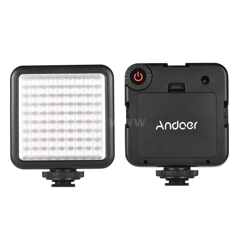 Andoer W81 Mini Interlock Camera LED Light Panel 6.5W Dimmable 6000K Camcorder Video Lamp with Shoe Mount Adapter for DJI Ronin-S OSMO Mobile 2 Zhiyun Smooth 4 Gimbal Stabilizer for Canon Nikon Sony DSLR