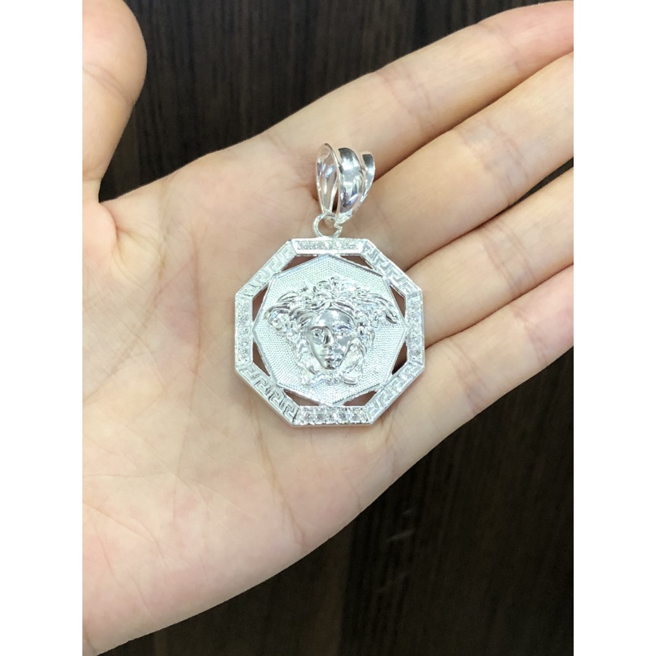Mặt dây chuyền bạc nam hình lục giác mặt Vesac chất liệu bạc ta Minh Tâm Jewelry