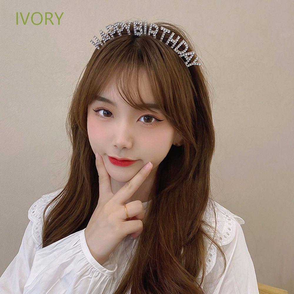 Băng đô hình nón sinh nhật đính chữ Happy Birthday bằng hợp kim nhiều màu sắc phong cách Hàn Quốc cho nữ