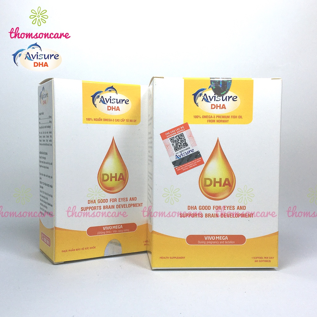 Bổ sung DHA cho mẹ bầu, bổ mắt, tốt cho não bộ từ dầu cá tự nhiên Avisure DHA Hộp 40 viên cho phụ nữ mang thai