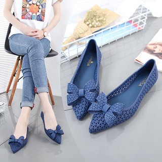 Giày Nhựa Đi Mưa Nữ Chất Liệu Nhựa Chống Trơn Trượt Mũi Nhọn Hàn Quốc