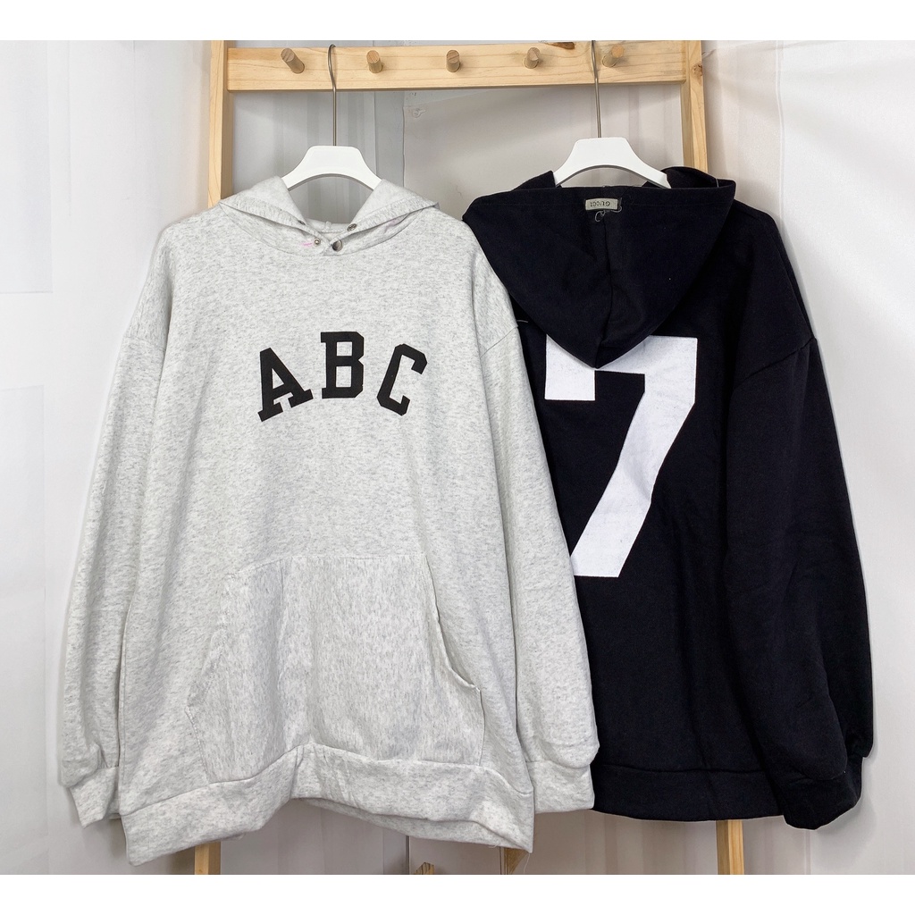 Áo Nỉ Nam Nữ Hoodie  ABC Form Rộng [FREESHIP] ♥ Sweater tay bồng unisex, thun có mũ in chữ cái cá tính Ulzzang ♥ | BigBuy360 - bigbuy360.vn