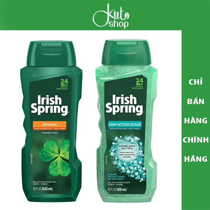 Sữa tắm dưỡng ẩm nam Irish Spring Face &amp; Body Wash 532ml