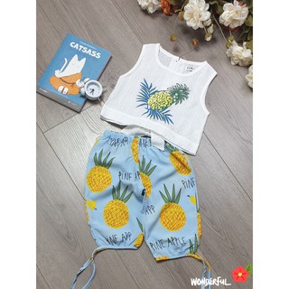 SIZE 2-13 (10-35KG) ĐỒ BỘ BÉ GÁI ÁO SÁT NÁCH CROPTOP QUẦN NGỐ BO CHUN VẢI XÔ LỤA HIỆU SCHUKIDS