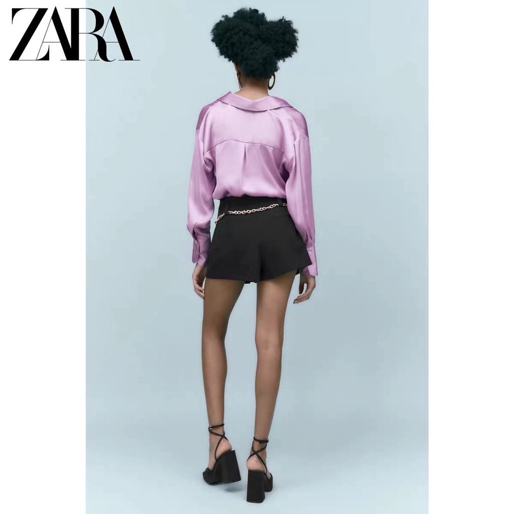 ZARA Áo Sơ Mi Vải Satin Kiểu Mới Thời Trang Mùa Thu Cho Nữ 8741256 656