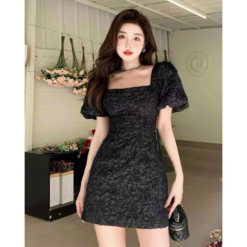 💢💢Váy xốp hoa cổ vuông tay bồng hở lưng siêu xinhh❤❤