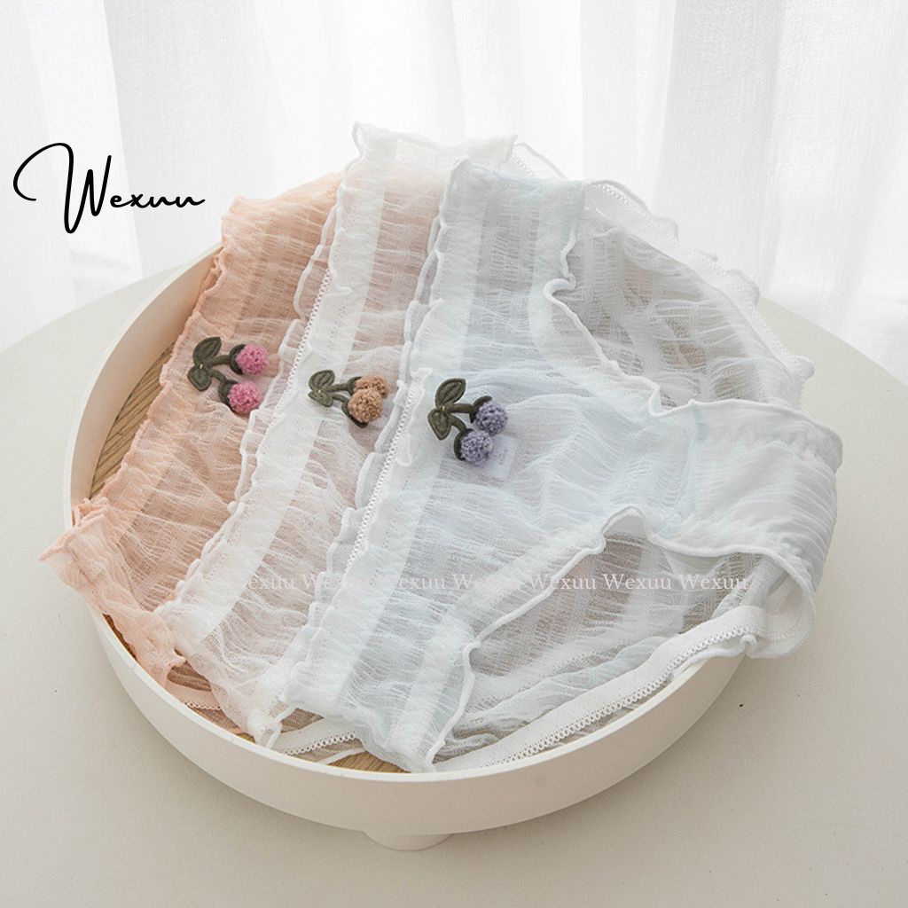 Quần lót ren nữ Wexuu Design cạp viền bèo vải ren lưới co dãn đàn hồi cao cấp - QC135