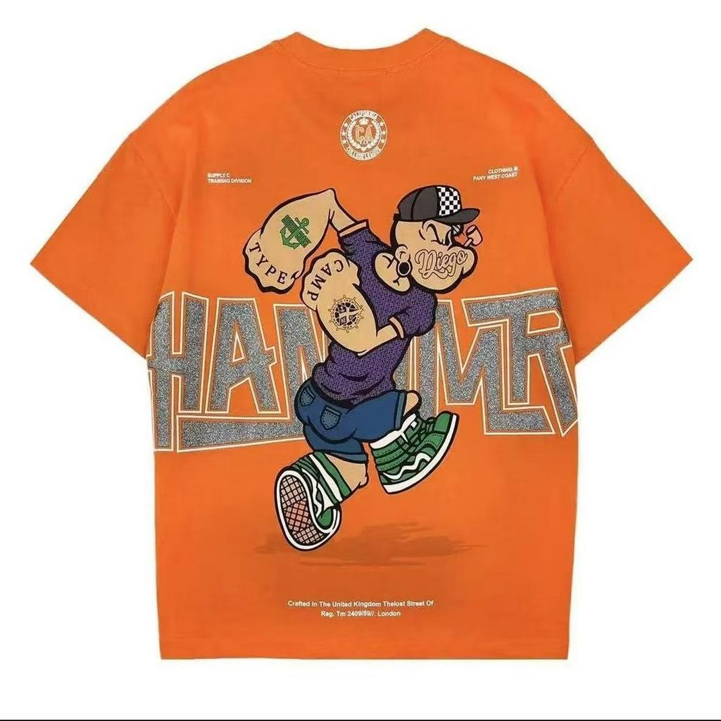 Áo Thun Cotton Ngắn Tay Cổ Tròn In Hoạt Hình 3 Màu Thời Trang Mùa Hè Trẻ Trung Dành Cho Nam M-5XL