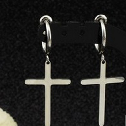(1c) Khuyên tai thánh giá Luhan bạc bông tai trang sức phụ kiện nam nữ phong cách Hàn Quốc Unisex titan không gỉ