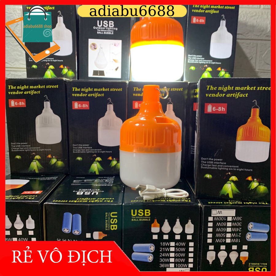 [ RẺ NHẤT SHOPEE ] Bóng Đèn Tích Điện 100w Có Móc Treo Tiện Lợi