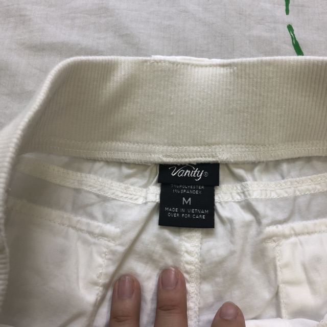 (BIGSIZE) Quần Short Nữ Vanty Cotton Lưng Thun Trắng Kem Gập Lai