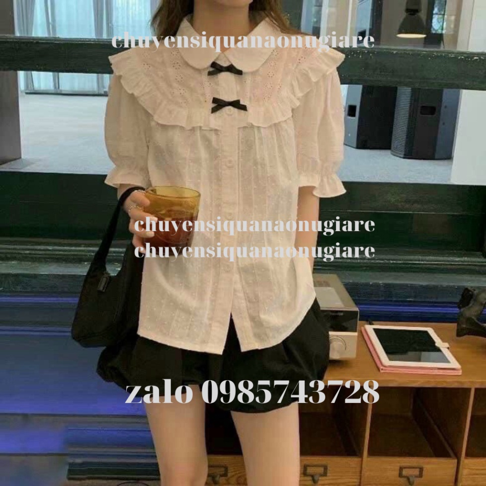 áo sơ mi viền bèo công sở ngắn tay chuyensiquanaonugiare